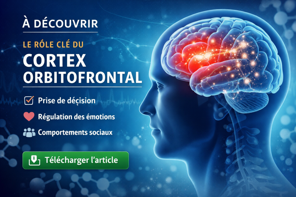 Illustration du cortex orbitofrontal dans le cerveau humain impliqué dans la prise de décision et la régulation des émotions